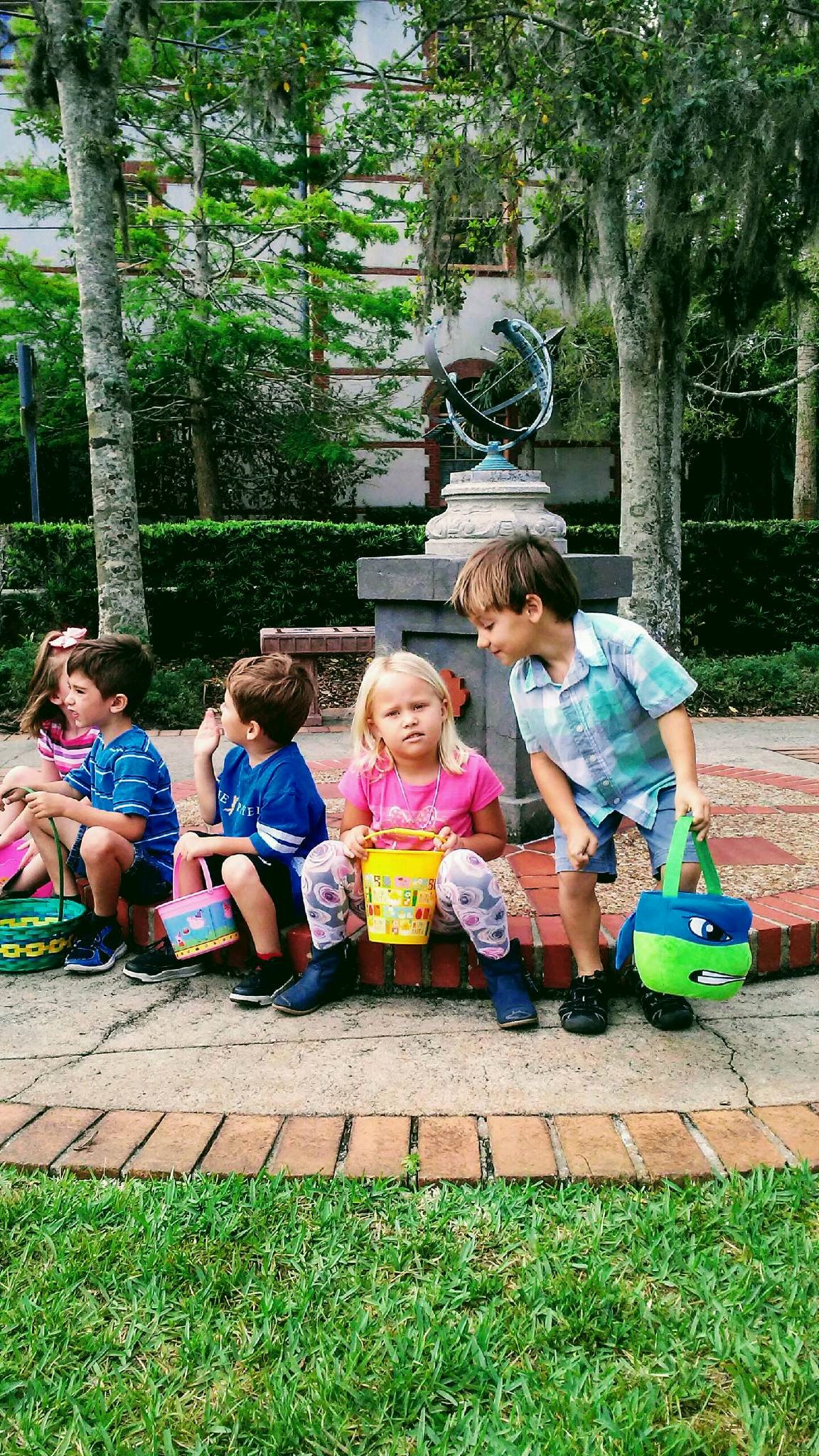 child looking in easter basket